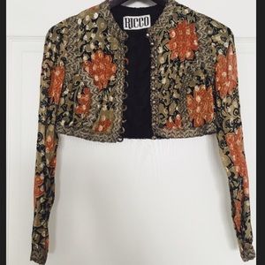 VINTAGE Ricco Crop Embroidered Blouse Jacket